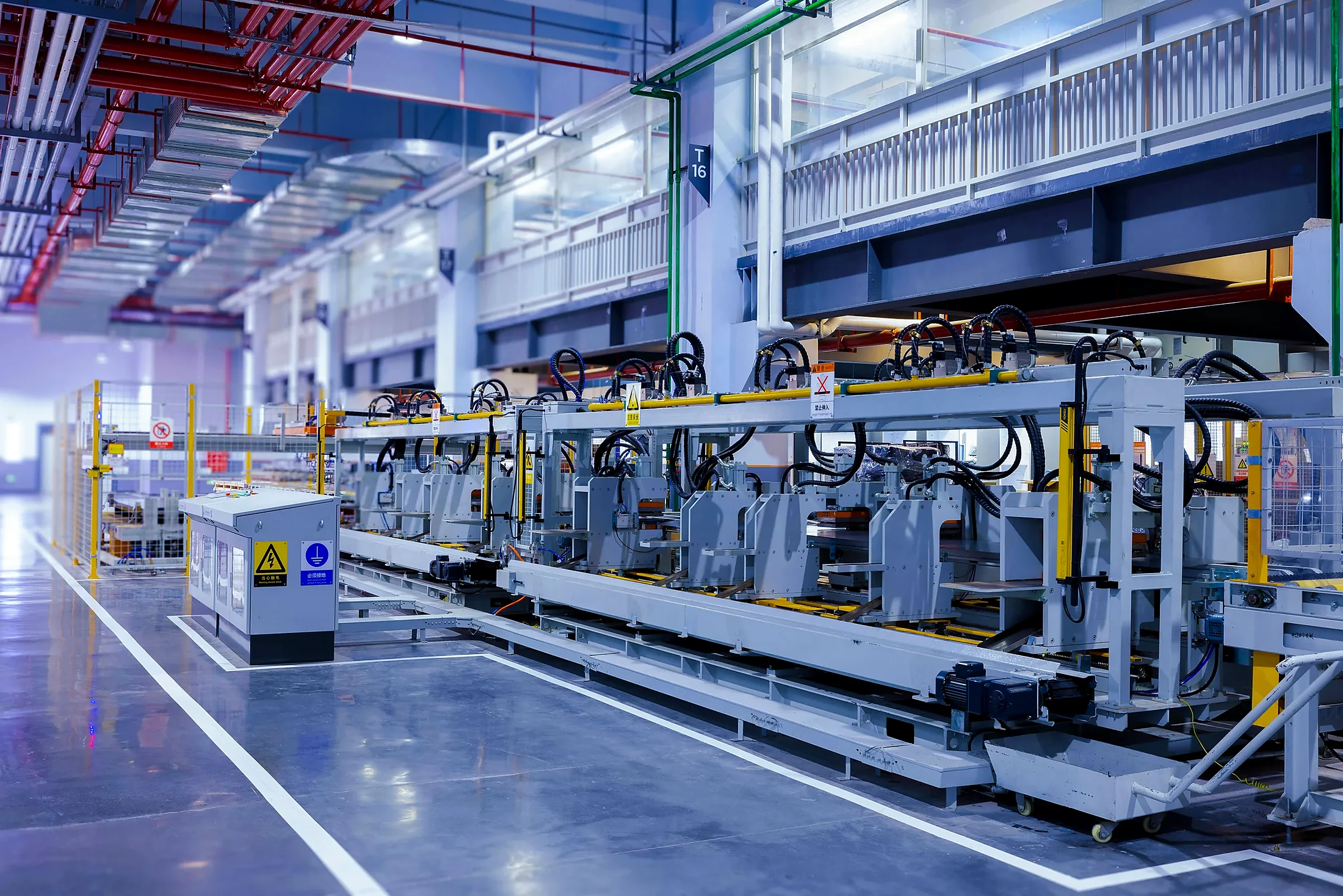 Modern industrial manufacturing facility with automated machinery